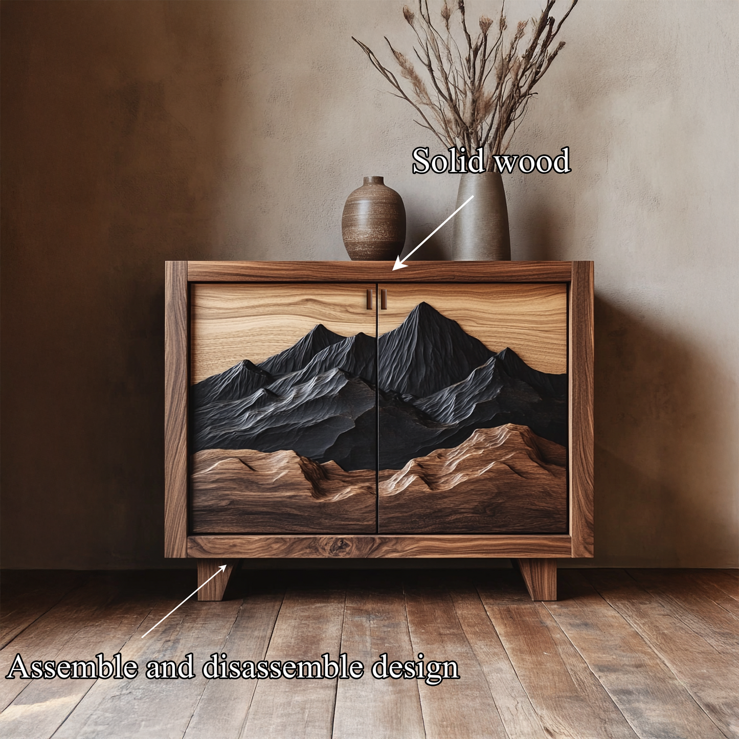 Rustic Artistic Curved Drawer Cabinet Solid Wood Living Room Interior Signature Piece SINLSASC433