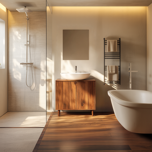 Midcentury Modern Bathroom Vanity Cabinet Freestanding Wood Storage Console SINLSABRV265