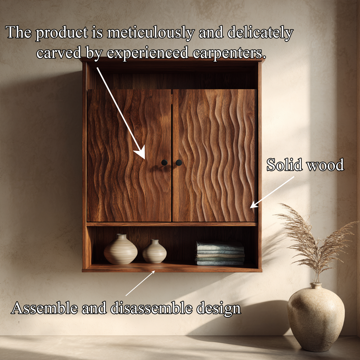 Rustic Wooden Wine Cabinet Living Room Bar SINLKISC450