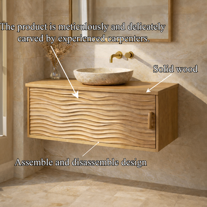 Scandinavian Style Bathroom Vanity Wall Mounted Wood Cabinet Storage SINLKIBRV262