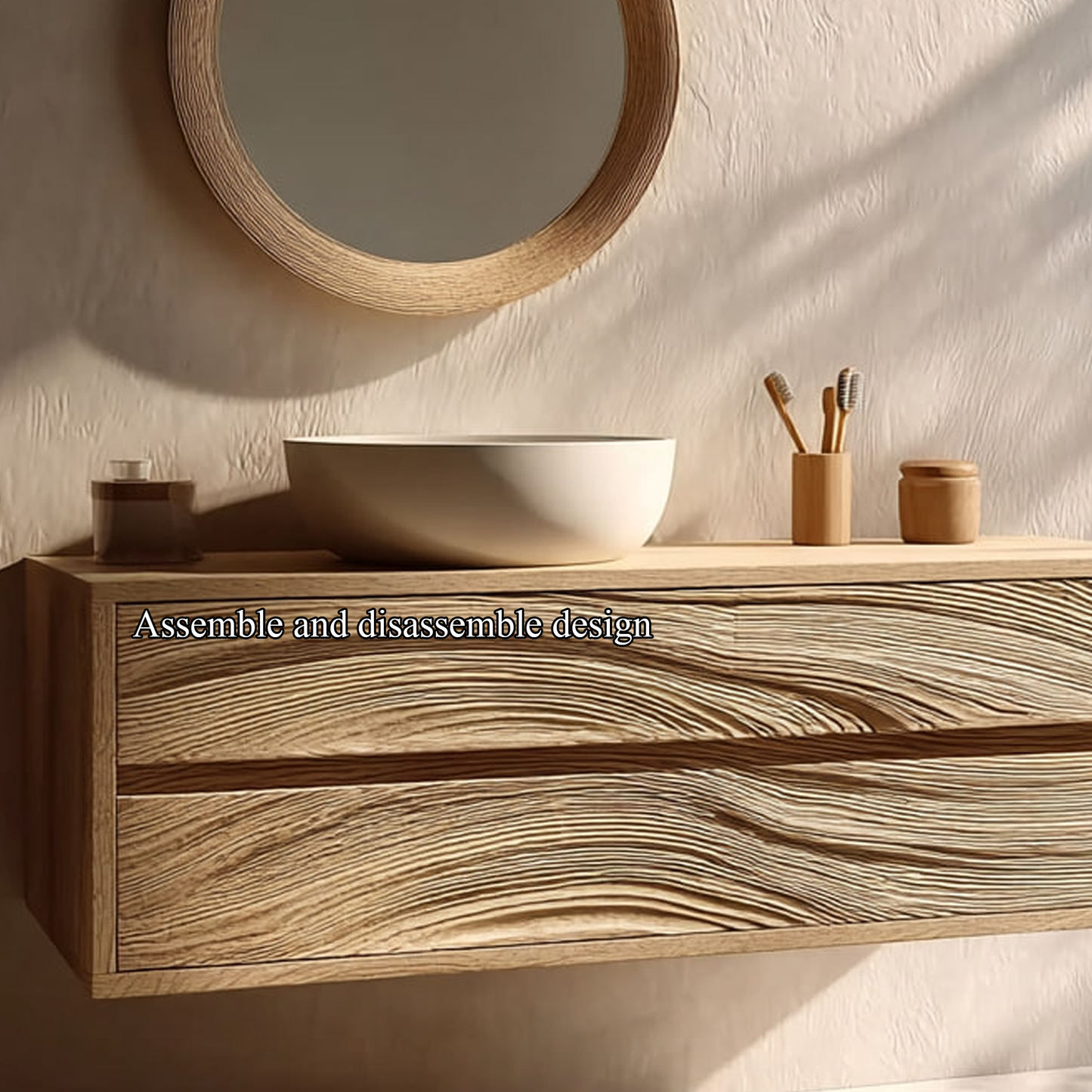 Rustic Bathroom Vanity Cabinet Wall Mounted Wooden Bathroom Storage SINLKIBRV153