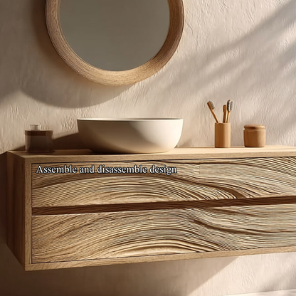 Rustic Bathroom Vanity Cabinet Wall Mounted Wooden Bathroom Storage SINLKIBRV153