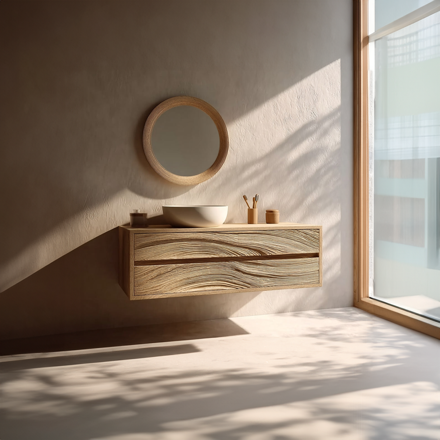 Rustic Bathroom Vanity Cabinet Wall Mounted Wooden Bathroom Storage SINLKIBRV153