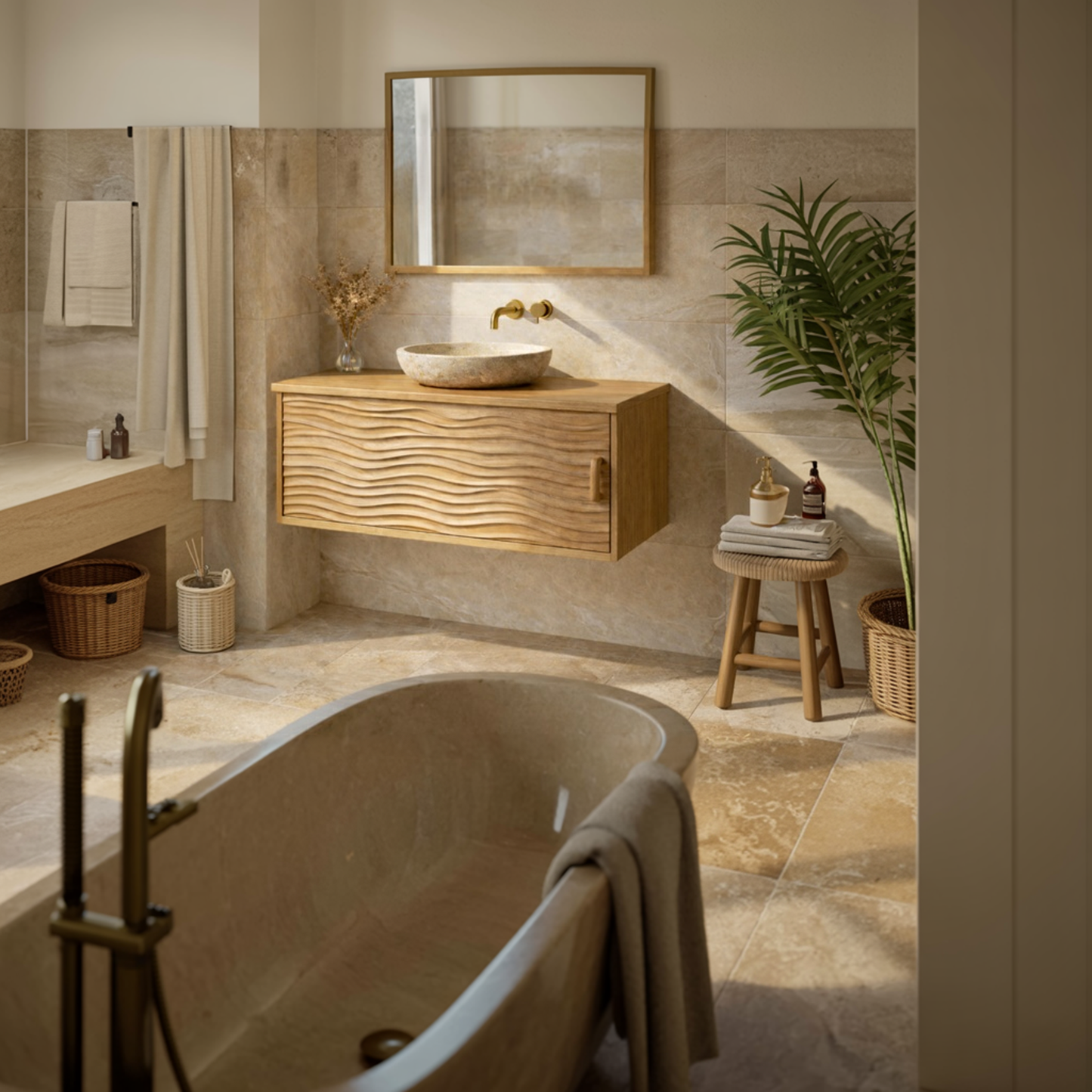 Scandinavian Style Bathroom Vanity Wall Mounted Wood Cabinet Storage SINLKIBRV262