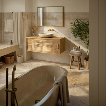 Scandinavian Style Bathroom Vanity Wall Mounted Wood Cabinet Storage SINLKIBRV262