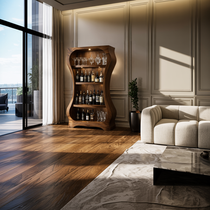 Sculptural Wood Wine Display Cabinet Interior SINLKISC452