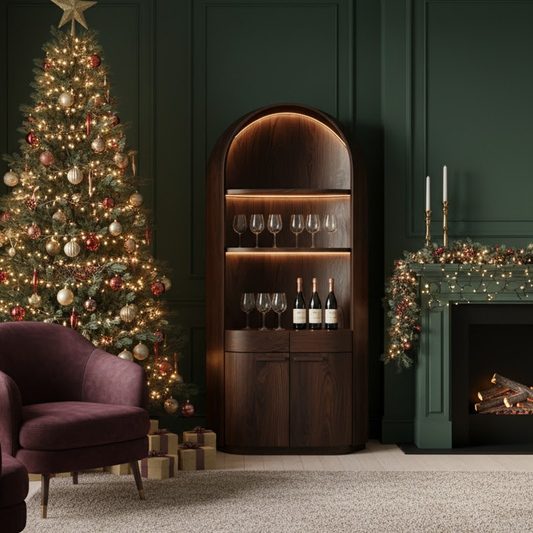 Rustic Arched Wine Cabinet Home Bar Storage SINLKISC317